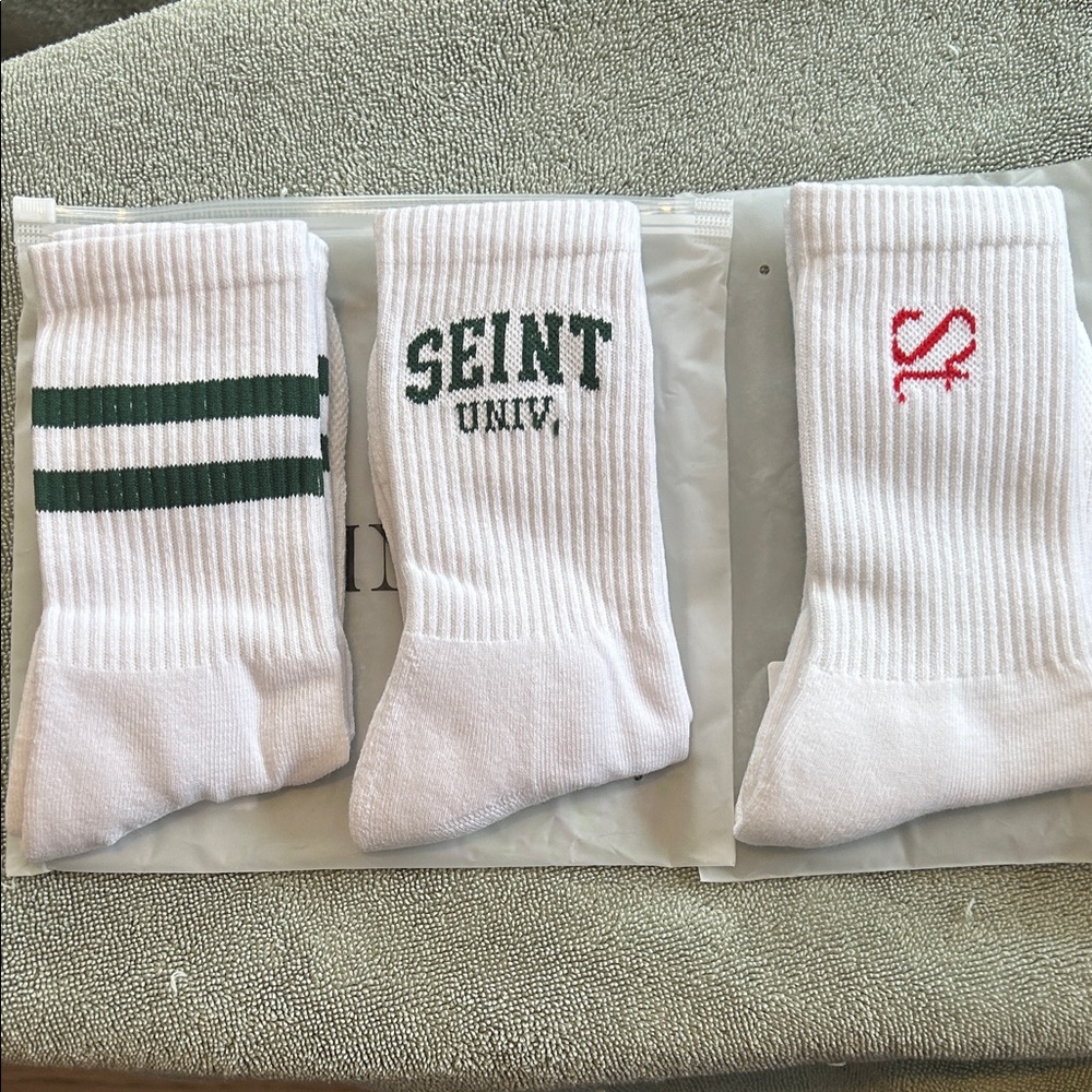 Seint Athletic Crew Socks Set of 3 Unisex New • Cushioned Performance Sport Sock